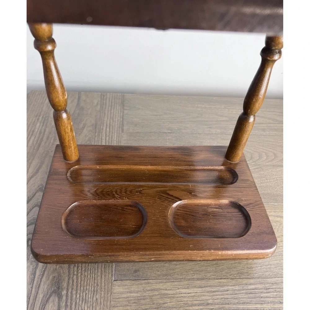 Vtg 50s 60s Shaving Mirror Wood With Tray